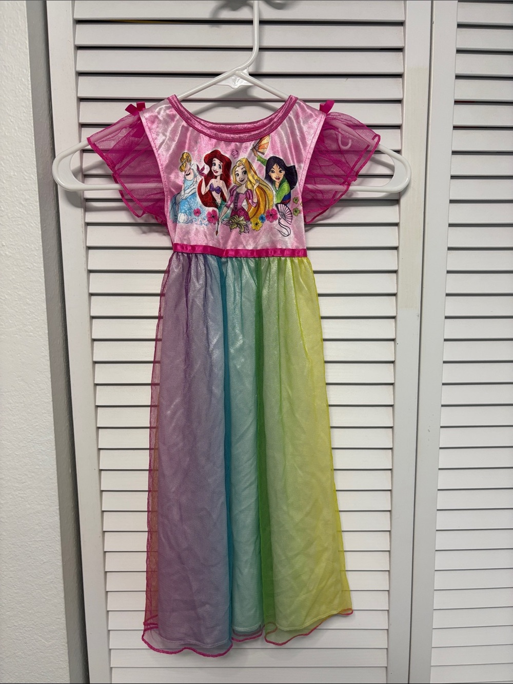 Disney Pink Rainbow Princess Dress with Multicolor Skirt
